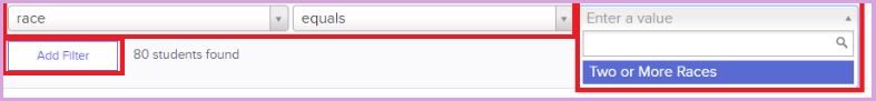 Filters showing how to view a complete list of Race/Ethnicity values in Clever