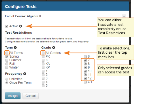 B: Set Test Restrictions