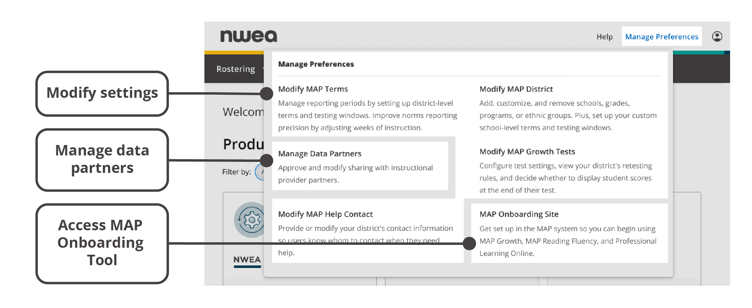 You’ll be able to modify settings and manage data partners.